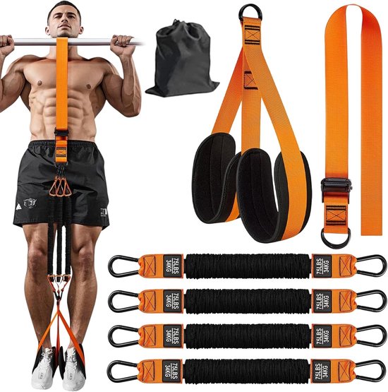 Optrekhulpbanden set voor ondersteunde pull-ups, krachttraining en fitnessoefeningen met handgrepen