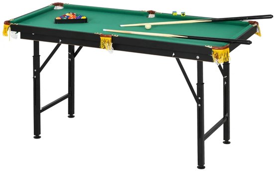 Opvouwbare Biljarttafel - Draagbare Pooltafel - in Hoogte Verstelbare - Inclusief 16 Ballen, Triangel, 2 Keuen - Poolbiljart met Accessoires - Tafelspel - Mini Pool Tafel - voor Thuis of Kantoor - Groen van Merkloos