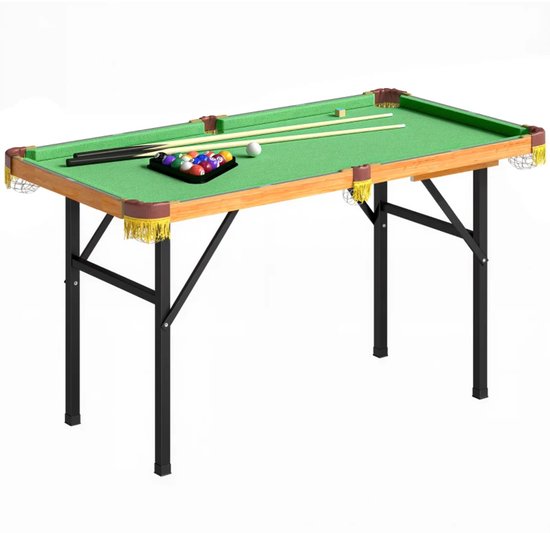 Opvouwbare Biljarttafel - Draagbare Pooltafel - Inclusief Triangel, 2 Keuen, 16 Ballen, Borstel - Poolbiljart met Accessoires - Tafelspel - Mini Pool Tafel - voor Thuis of Kantoor - Groen