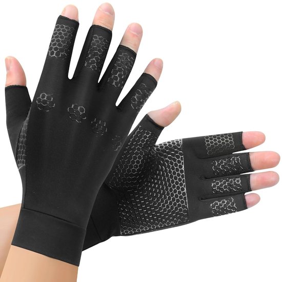 Osteoartritis Handschoenen met Koper voor Vingerondersteuning en Compressie, Ergonomisch Ontwerp voor Werk, Slaap en Sport, Geschikt voor Mannen en Vrouwen (M)