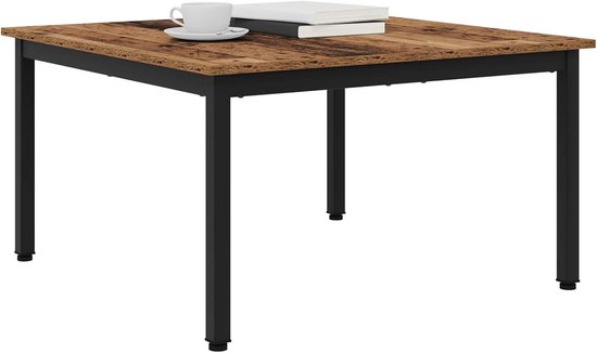 Oud hout, 80 x 80 cm, woonkamertafel met metalen poten, robuuste houten tafel voor moderne inrichting, duurzaam en eenvoudig te reinigen, ideaal voor woonkamer en binnen