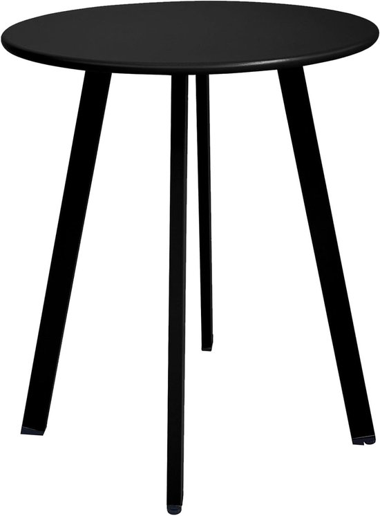 Outdoor bijzettafel, weerbestendige patio, kleine waterdichte eindtafel, voor binnen en buiten, rond, metaal, staal, zwart van outdoor