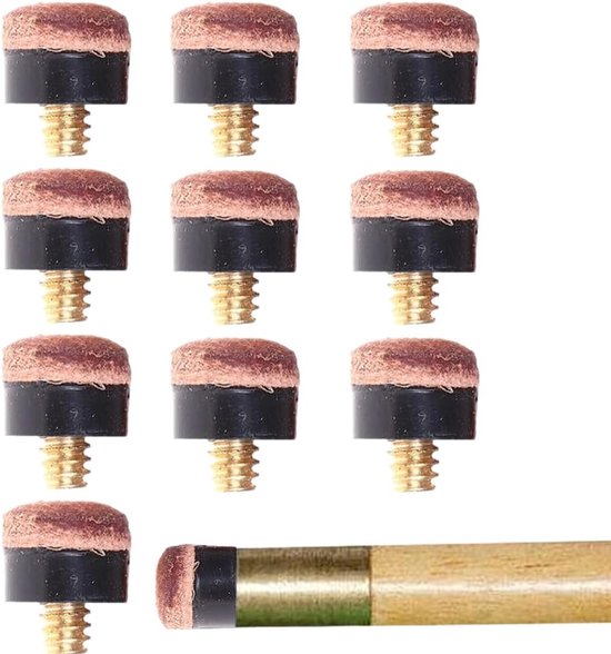Pack of 10 Spare Tip Billiard Cue Tip Replacement Screw Tip for Snooker Screw Leather Billiard Hard Leather (12 mm) - ShopVlot