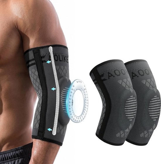 Pack van 2 Elbow Bandages voor Epicondylitis en Tenniselleboog met Siliconen Kussen en Dubbele Stabilisatie - Unisex voor Mannen en Vrouwen, Ideaal voor Sport en Herstel