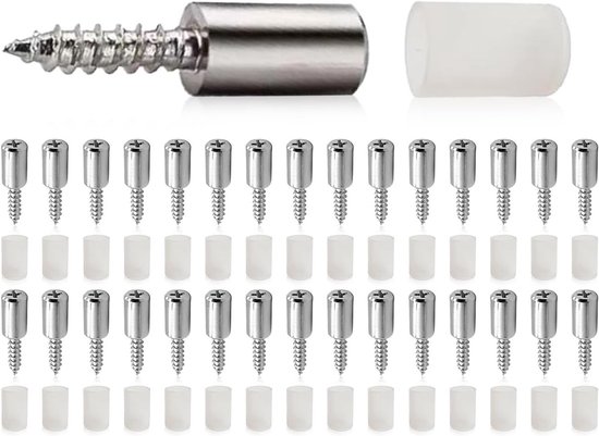 Pack van 30 Planksteunen, Stevige Stalen Basis, Rubber Bescherming, Zelftappende Schroeven voor Planken en Meubels