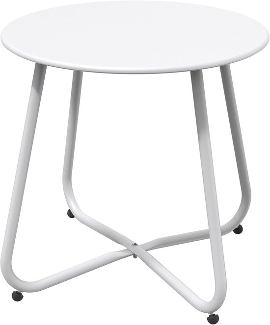 Patio Bijzettafel, zonder vergadering, ronde tafels, licht, salontafel voor woonkamer, slaapkamer, buiten (wit)