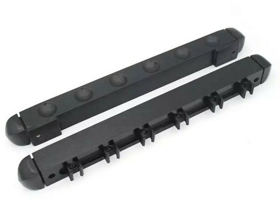 Pegasi Wand Keu rek 6 keuen - 39cm - Zwart - Keu houder wand - Biljart accessoires van Merkloos