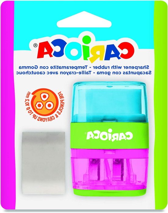 Pencil Sharpener - Slijper met Gum - School en Kantoor - Twee Gaten - 1 Stuk - Onbekend