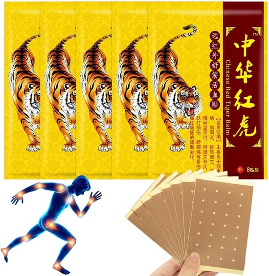 Pijnverlichting Patches, 40 Stuks Tiger Arrow Patches, Chinese Infrared Patches voor Nek- en Schouderpijn, Ondersteuning bij Rug- en Beenpijn