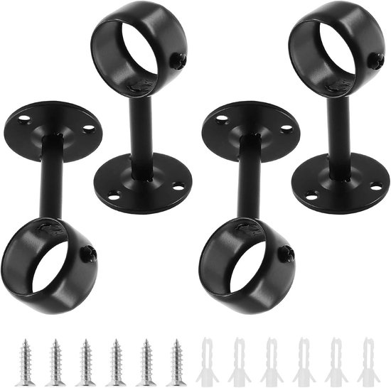 Plafondgordijnroedebeugels - 4-stuks - Maat L - gordijnroedes 25 mm - Roestvrijstalen gordijnroedebeugels - Plafondgordijnroedehaken - Beugels voor kastbuizen - Steunpluggen voor geleiderails - Keukenbeugels voor ophangstangen - Houders van Merkloos