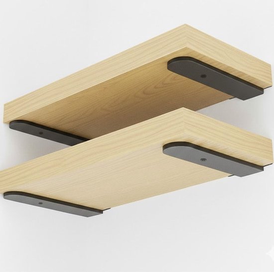 Plankhouder, voor zware belasting, metaal, 25 cm, wandmontage, plankdrager voor wandmontage, zware lasten, wandhouder, 70 kg draagkracht, T-hoek, zwart, 6 stuks