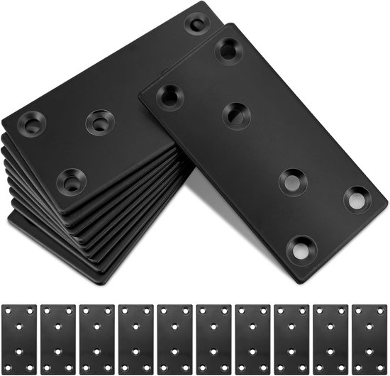 Platte connector, 80 × 40 × 1,75 mm, roestvrij staal zwart