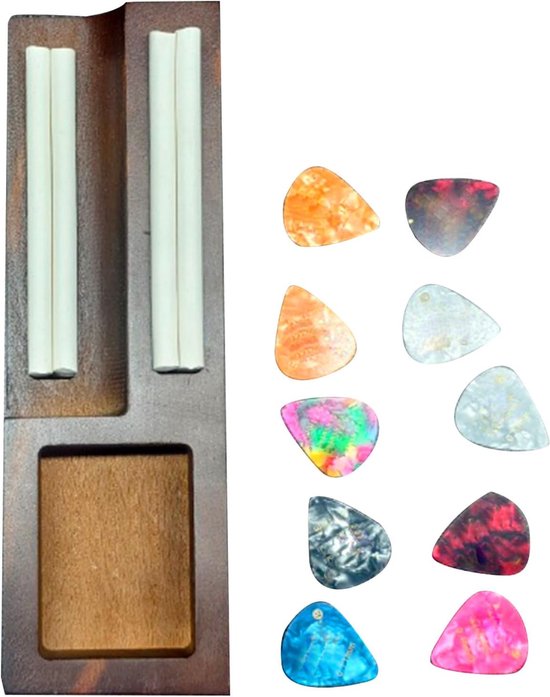 Plectrum Houder - Houten Opbergdoos - Muziek Opslag - Eikenhout Design - 10 Sleuven - Natuurlijk Hout