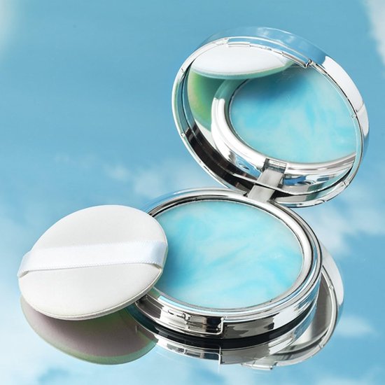 Poeder olieachtige huid - gecontroleerd gezichtspoeder kleurloos geperst poeder met poederkwast oliecontrole poeder make-up compact poeder olie controle jelly texturen
