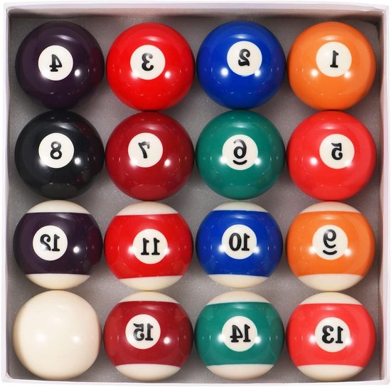 Pool-Biljartbalset 2-1/4 inch Professionele Hars Biljartballen voor Vervanging van Biljartspel, Compleet 16 Stuks