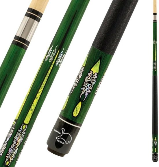 Pool cue 146 cm - 2-delig groen - sterke staalverbinding - geschikt voor gevorderde spelers - ShopVlot