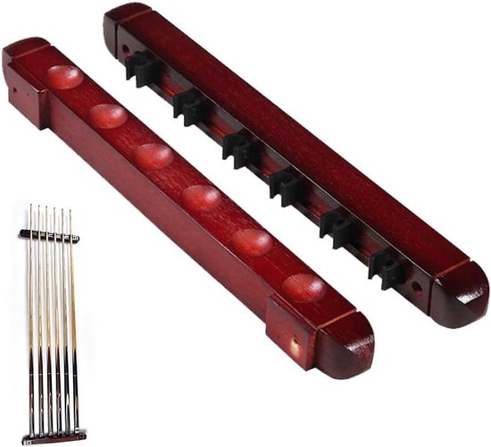Pool Cue Rack - Houten Biljart-Cue Houder Stand en Wandhouder met Genoeg Ruimte - Duurzaam en Stijlvol Biljart Accessoire van Merkloos