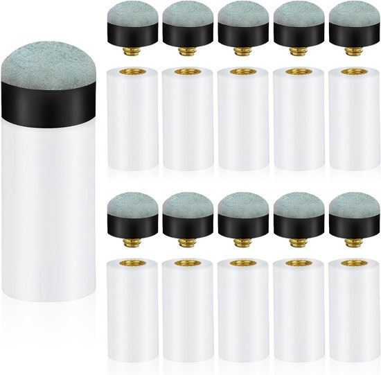 Pool Cue Tips 12mm van Leer voor Biljart en Snooker - Vervangende Schroef Tips met Ferrule, 10 Stuks van Merkloos
