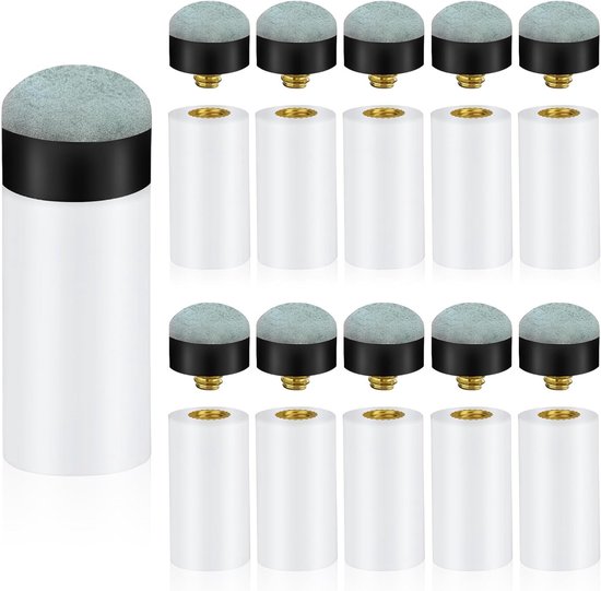 Pool Cue Tips van Leer voor Biljart en Snooker, 12mm Vervangende Tips met Ferrule, 10 Stuks