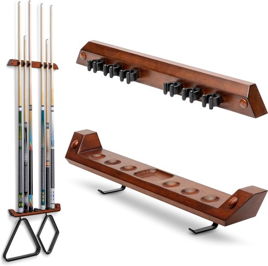 Pool Keu Houder - Billiard Keu Rek - Keus Organiseren - Ruimtebesparend Ontwerp - 6 Keus - Bruin
