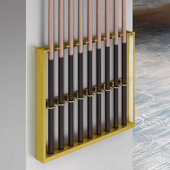 Pool Keu Rek - Biljart Keu Houder - Biljartkamer Organiseren - Duurzaam Wandmontage Ontwerp - 6 Gaten - Goud