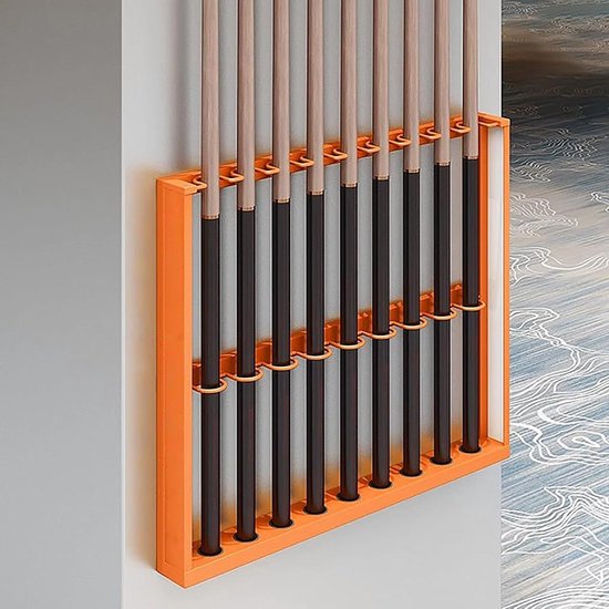 Pool Keu Rek - Biljart Keu Houder - Biljartkamer Organiseren - Stevige Metalen Constructie - 55x6x50cm - Oranje
