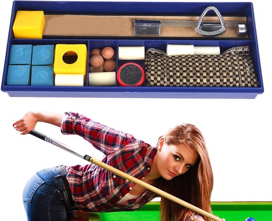Pool Keu Reparatie - Biljart Keu Set - Keu Onderhoud - Compleet met Gereedschap - 10.6 cm Lengte - Multicolor van Merkloos