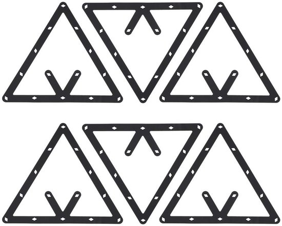 Pooldriehoek Zwart - 6-delige Set - Biljarttafel Accessoire - Balhouder - Positionering - Afmetingen 24 x 24cm - Biljartrek