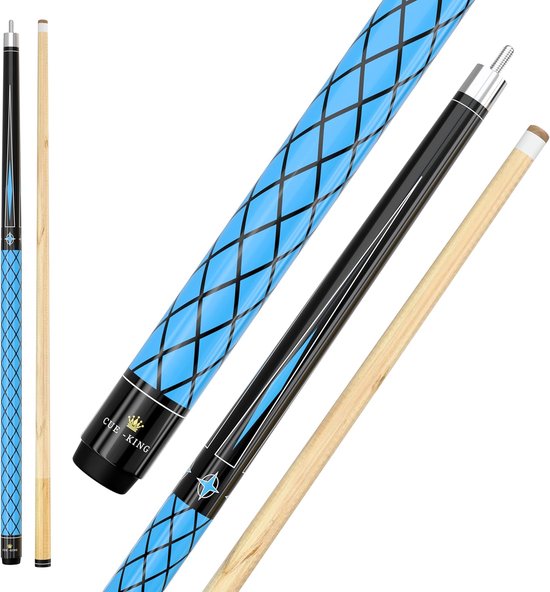 Poolkeu - Biljartkeu Keu - Precisie Spel - Canadees Esdoornhout - 58 Inch - Blauw Zwart