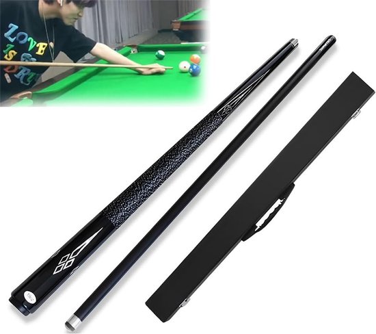 Poolkeu Koolstofvezel - Biljartkeu Snooker - Precisie Spel - Handgemaakt Ontwerp - 58 Inch Lengte - Zwart