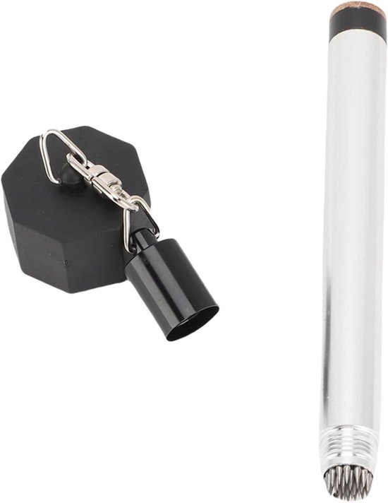 Poolkeu Krijthouder - Krijtpen Biljartkeu - Biljart Spelen - Met Krijtbescherming - 16 x 3 x 3 cm - Zilver