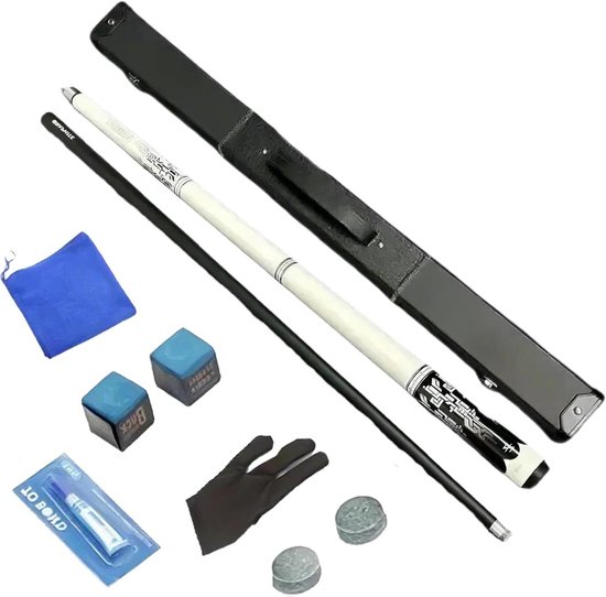 Poolkeu Set - Biljartkeu - Biljart Spel - Koolstofvezel Voorpoot - 147 cm - Zwart van Merkloos