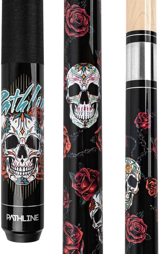 Poolkeu Set - Biljartkeu Keu - Biljart Spelen - Uniek Skull Design - 58 Inch - Zwart