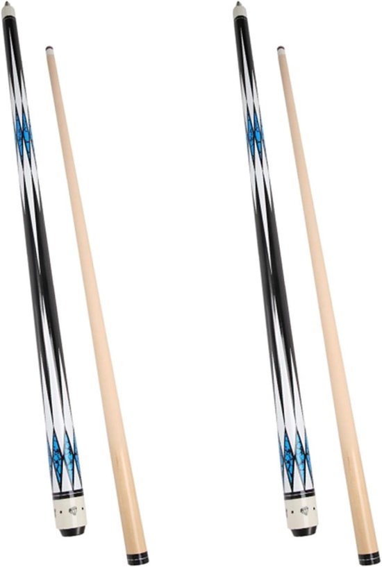 Poolkeu Set - Biljartstokken - Spel Spelen - Esdoorn Hout - 57 Inch - Blauw
