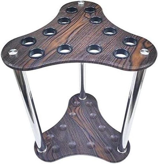 Poolkeuhouder Hout - Ballenrek Keuen - Biljart Opbergen - 12 Keuen Capaciteit - 60 x 34 cm - Koffie
