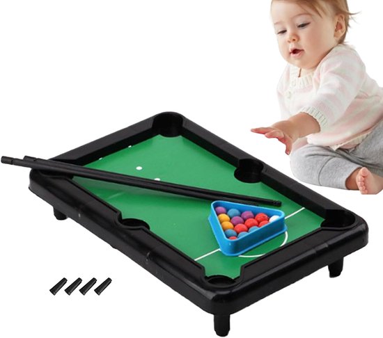 Poolspel Kinderen - Tafelpoolspel Set - Binnen Spelen - Draagbaar Opvouwbaar - 35.5 x 18.2 cm
