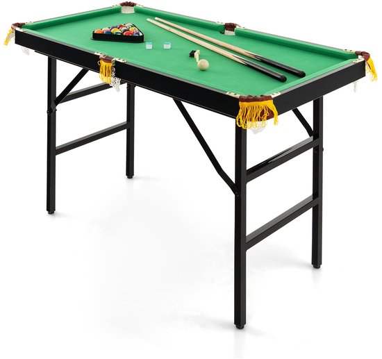 Pooltafel – Biljarttafel – Mini Pooltafel – Tafelbiljart – Speeltafel – Inklapbaar – Compact Formaat 122x64 cm – MDF Met Metalen Frame van Merkloos