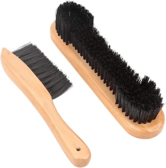 Pooltafel Borstelset - Biljart Reinigingsgereedschap - Tafelonderhoud - Twee Verschillende Borstels - 21 & 23 cm - Houtkleur