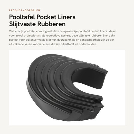 Pooltafel Liners Slijtvaste Rubberen Voering - 6 Stuks Accessoire - Geperforeerde Hoeken - Zijvoering - Lichtgewicht - Eenvoudig te Installeren - Biljartvoeringen