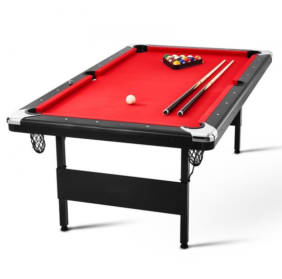 Pooltafel - Opklapbare Biljarttafel - 213 cm - Ruimtebesparend - Set met ballen, keuen en krijt - Zwart van Riley