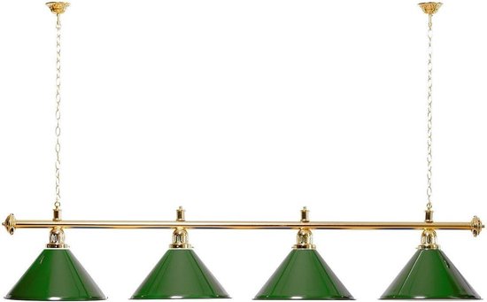 Pooltafellamp - Biljartverlichting - Spel verlichten - 4 groen/goud - 180 cm - Groen