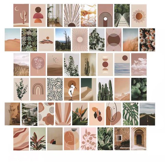 Posters Deense Pastel, 10x15cm Esthetische Deense Pastel Kamer Decor Posters Esthetische Posters voor Slaapkamer Eetkamer Slaapzaal Muur Decor (Bruin)