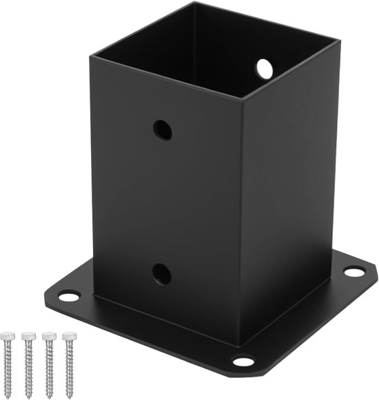 Poststeunen voor vierkante houten palen 100 x 100 mm, schroefhulzen en bevestigingsplaten voor stevige omheiningen en constructies