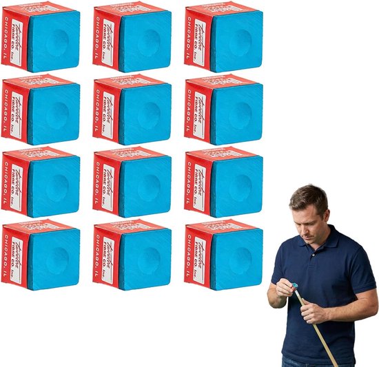 Professionele Billiard Tiza Set van 12 Stuks, Antislip en Duurzaam, Verhoogt Frictie en Precisie voor Snooker en Pool, Ideaal voor Biljarttafels en Gemakkelijke Transportatie