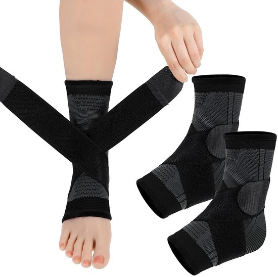 Professionele enkelbandages met klittenbandsluiting voor optimale ondersteuning, uniseks, zwart, geschikt voor EU-schoenmaten 33-36, ideaal voor sport en herstel