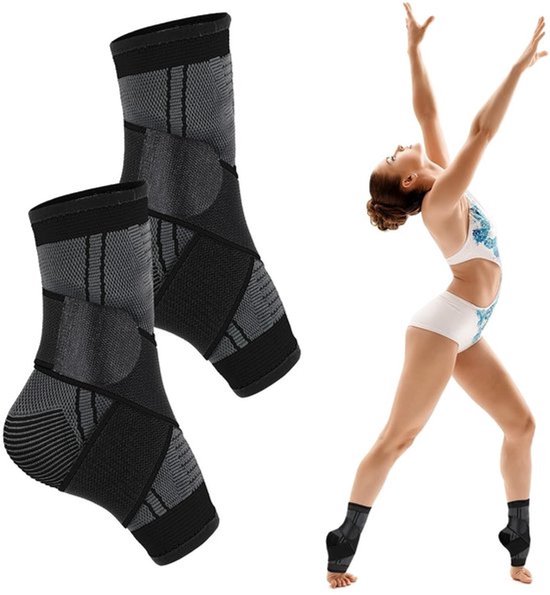 Professionele enkelbandages voor kinderen, unisex, zwart, voor EU schoenmaten 33-36, ideale ondersteuning en stabiliteit