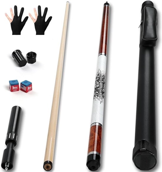 Professionele Poolkeu 58 inch - Canadese esdoornhout - 2-delig met verlengstuk en hoes - 20 oz