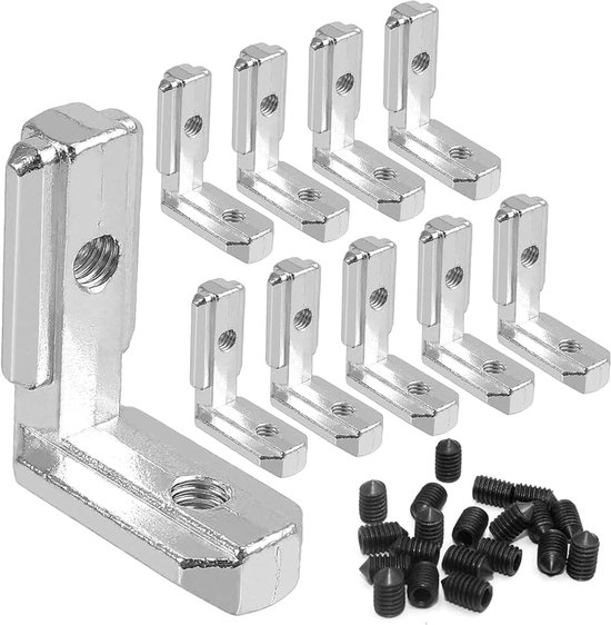 Profiel hoek 10 stuks hoekhoek 90° L profiel aluminium 4040 groef 8 zinklegering klemmen binnenhoekverbinding hoekverbinding 37x31mm met schroeven