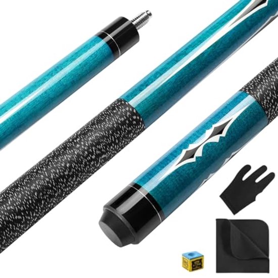 PromoHome Biljartkeu 147 cm Canadees esdoornhout 13 mm tip 2-delig met Iers linnen omhulsel Blauw