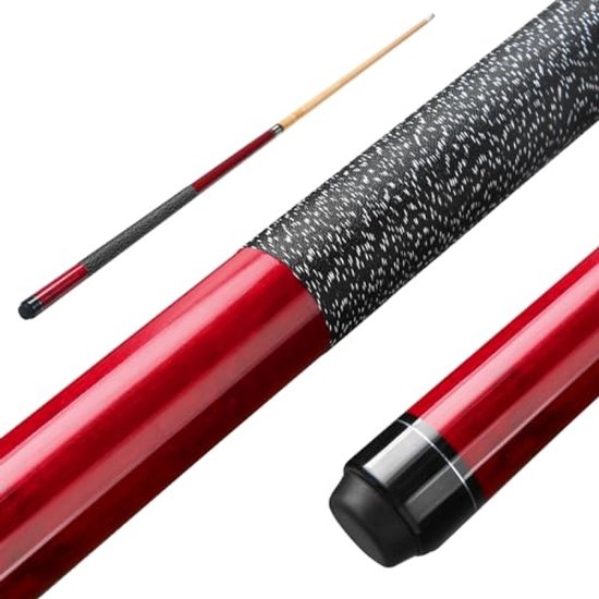 PromoHome Biljartkeu Set van 2 – 147 cm, Canadees esdoornhout, 13 mm tip, 544 gram, 2-delig afneembaar, rood